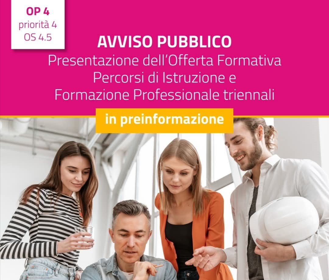 Percorsi di Istruzione e Formazione Professionale triennali – Pubblicato l’Avviso pubblico per la presentazione dell’offerta formativa