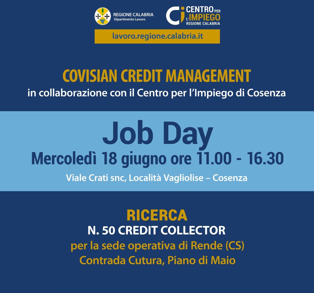 Covisian Credit Management: il 18 Giugno Job Day a Cosenza per la ricerca di 50 operatori